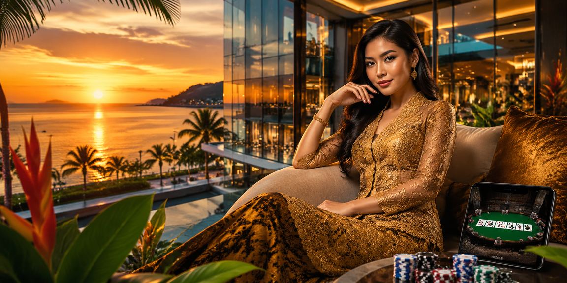 Suasana permainan poker eksklusif bergaya kebaya dari Kota Kinabalu di platform law299